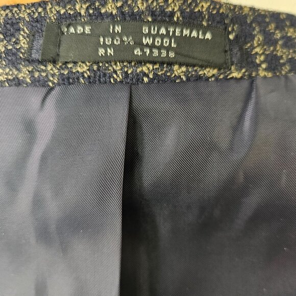 80s Jean Baptiste Caumont 3 Button Sport Coat Navy Taupe Wool Ventless Mens 42R - Picture 12 of 12